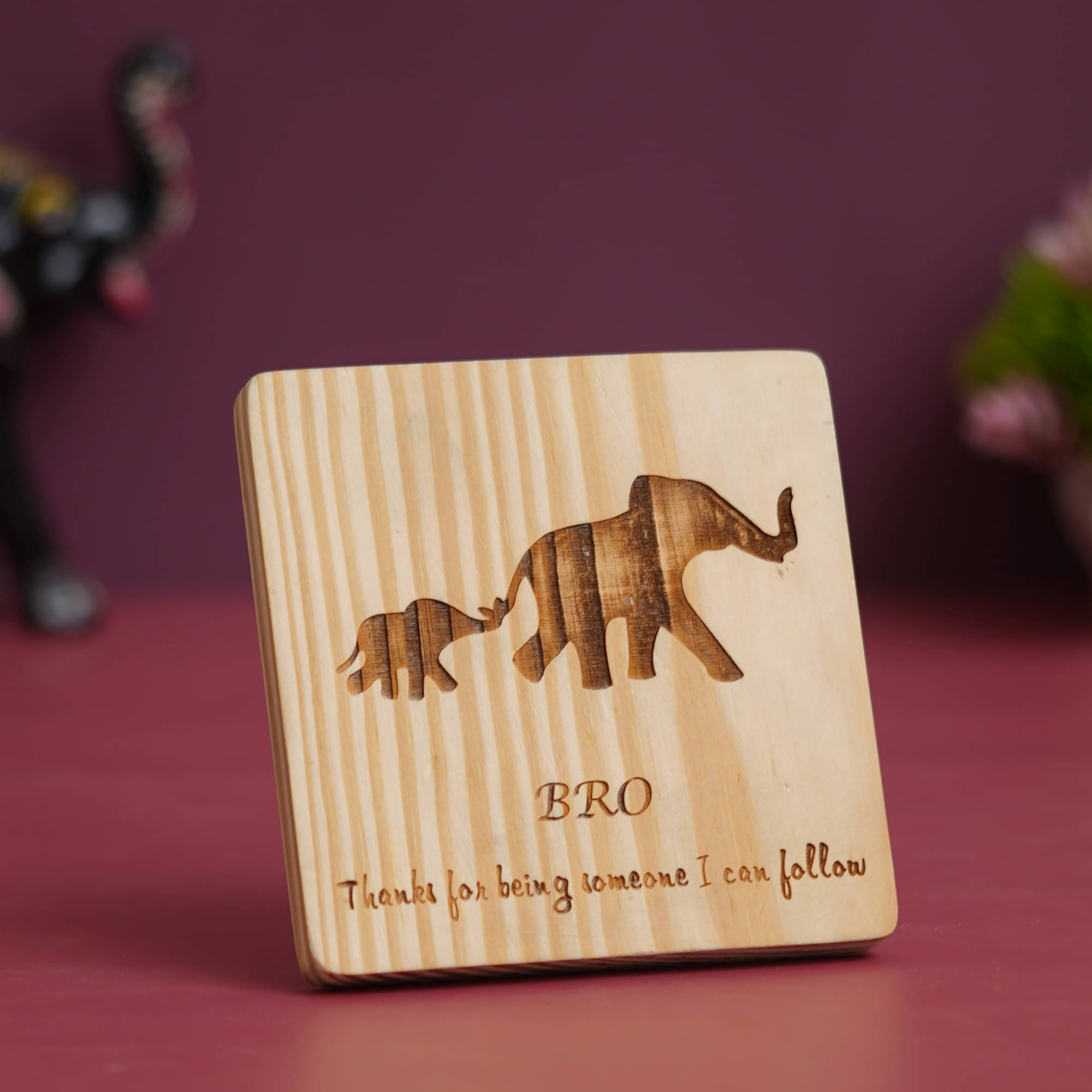     			eCraftIndia Brown Wooden Message for Brother Showpiece Gift