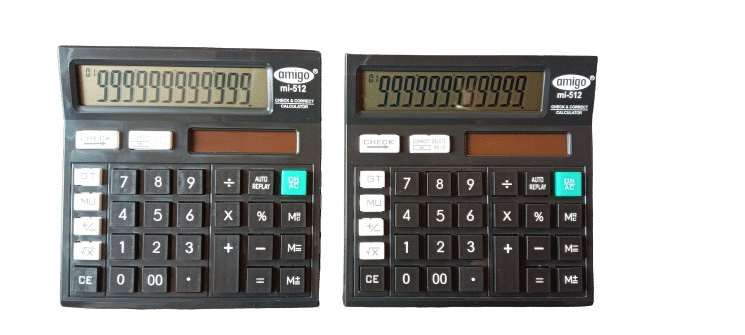     			2613FF FLIPCLIPS-  COMBO 2 PC BLACK AMIGO MI512 CALCULATOR 120 Steps Check & Correct 12 Digit Premium Desktop Calculator( PACK OF 2)
