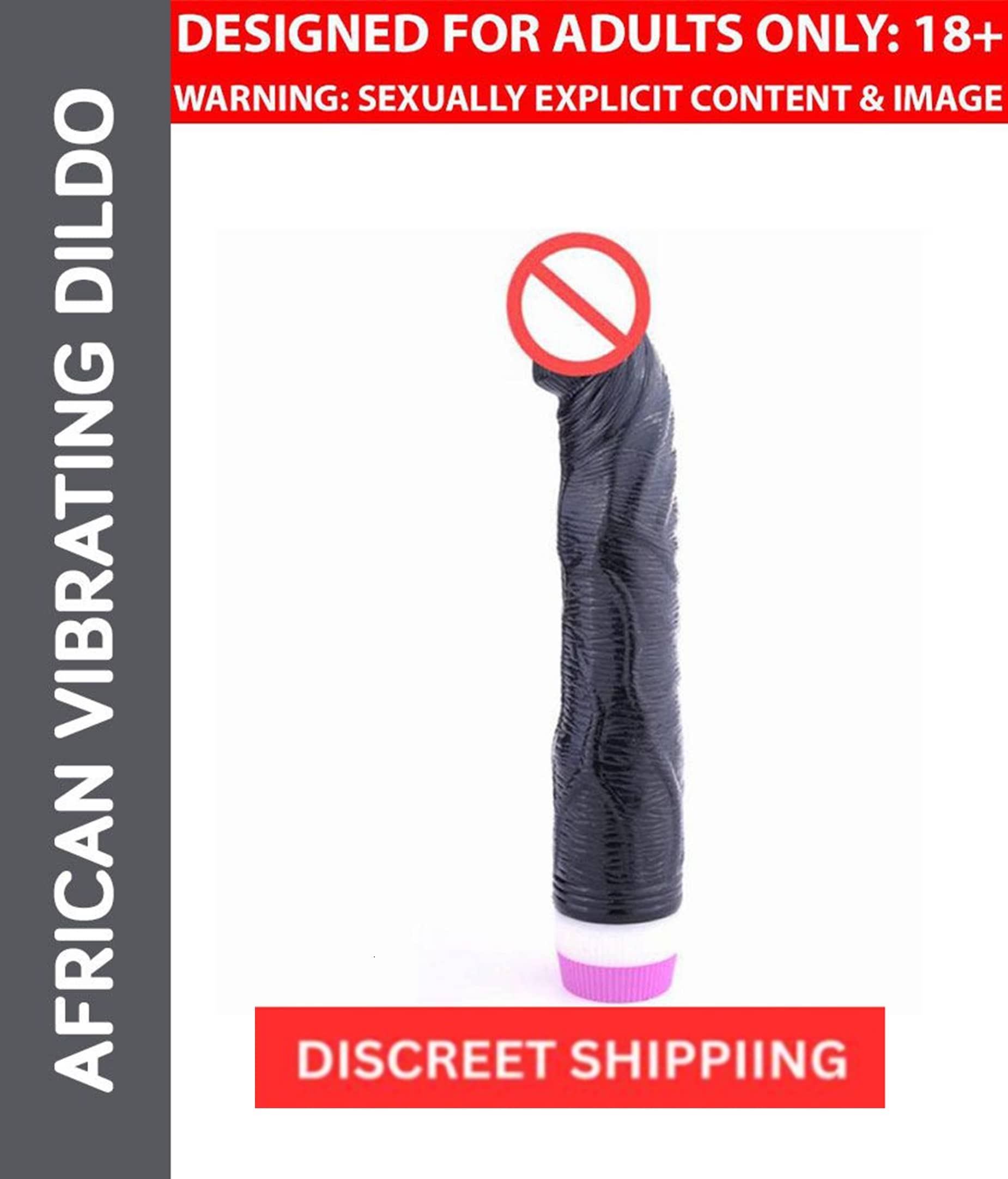 Adam - 9" Long XL African Realistic Life Like Thick Strong Vibrating IPX7  Waterproof Dildo Vibrator For Women Men - Black