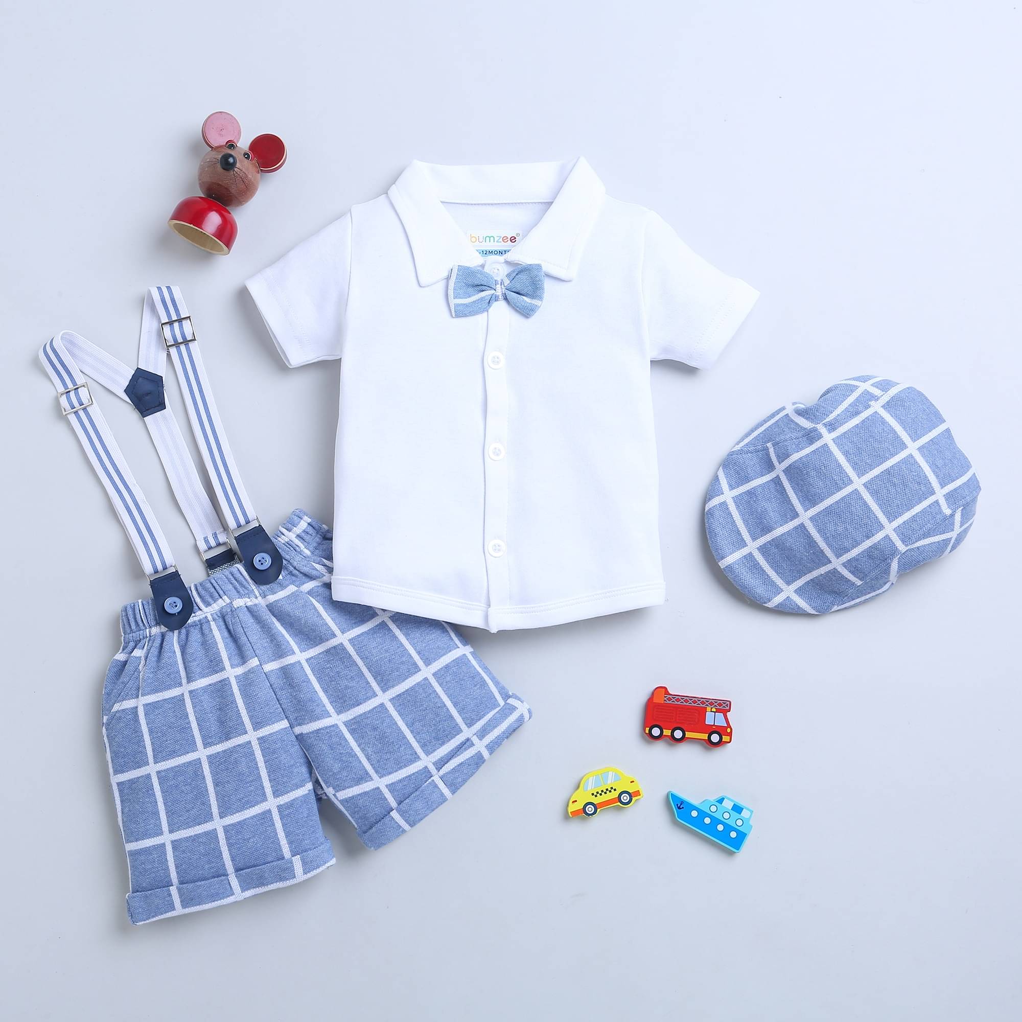     			BUMZEE Pack of 1 Baby Boys Cotton Shirt & Trouser ( Blue & White )