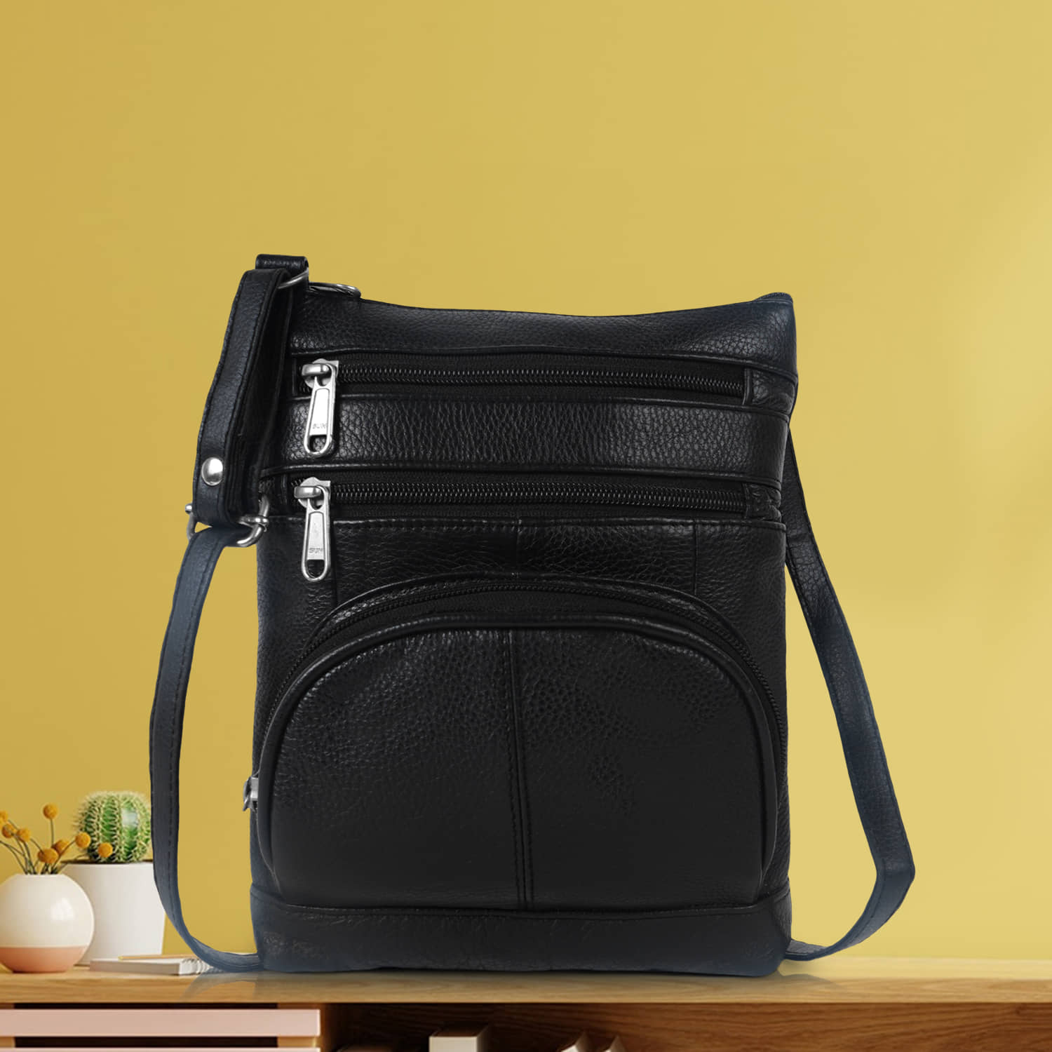 CIMONI Sling Bag Pure Leather Set of 1 ( Black ) - Handbags | Buy online on ZillyBuy