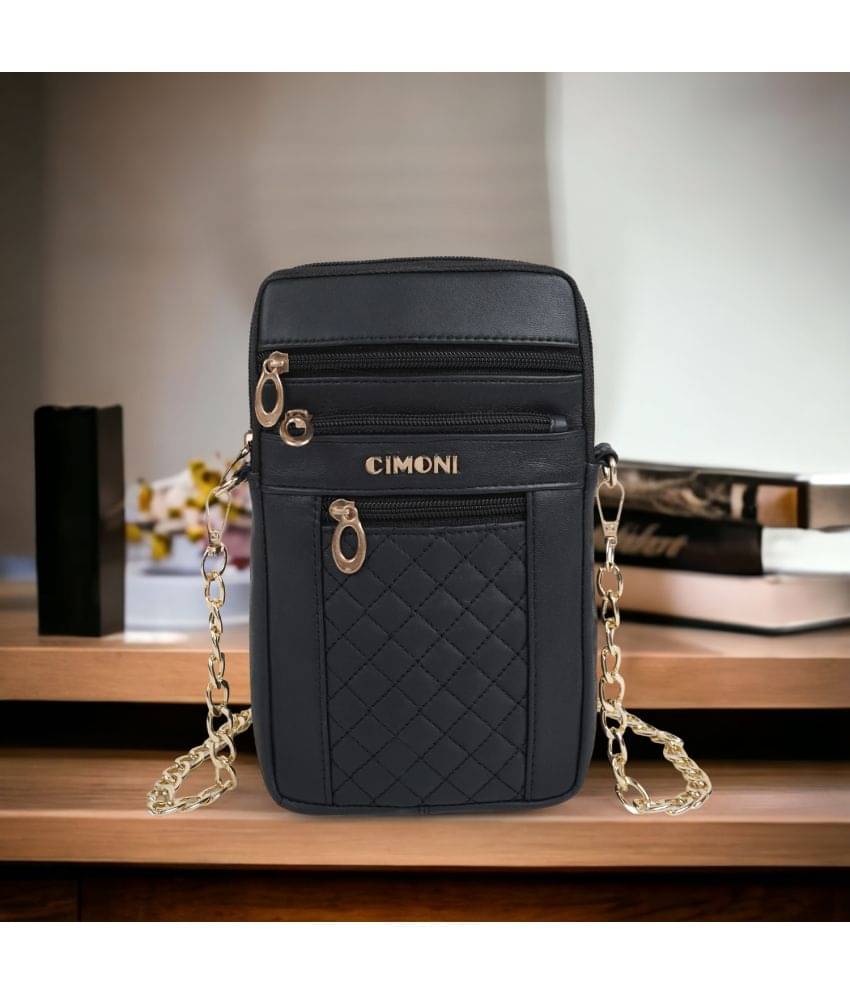     			CIMONI Sling Bag Pure Leather Set of 1 ( Black )