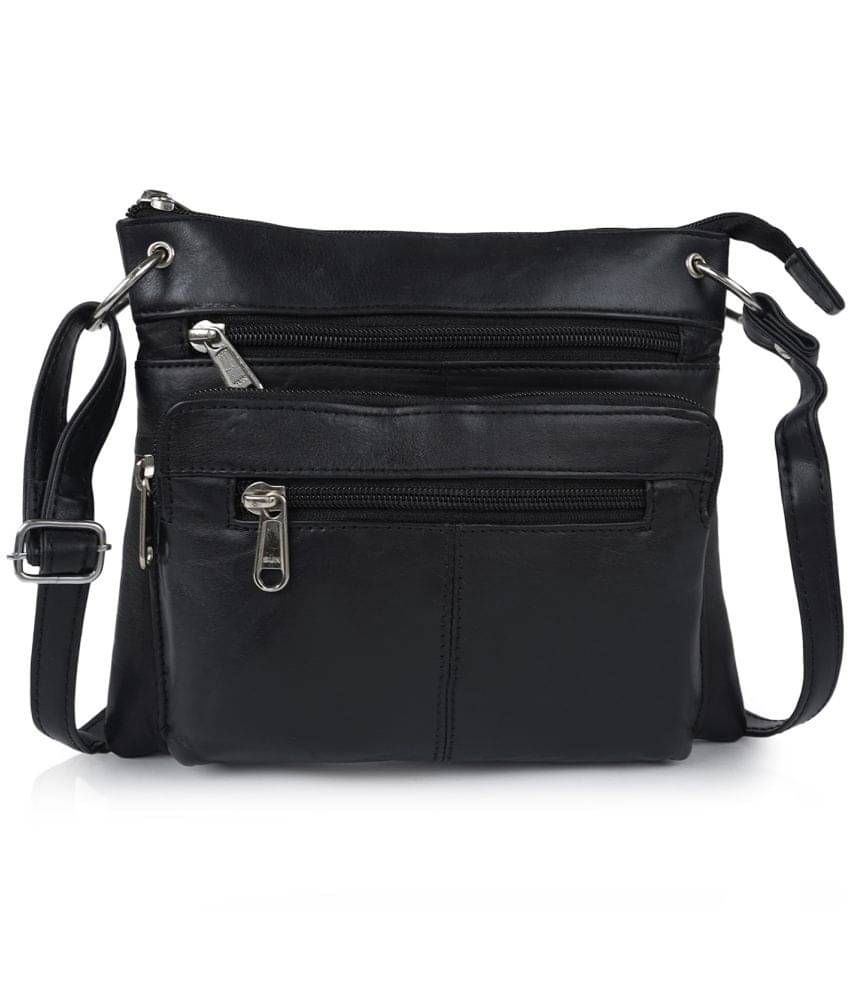     			CIMONI Sling Bag Pure Leather Set of 1 ( Black )