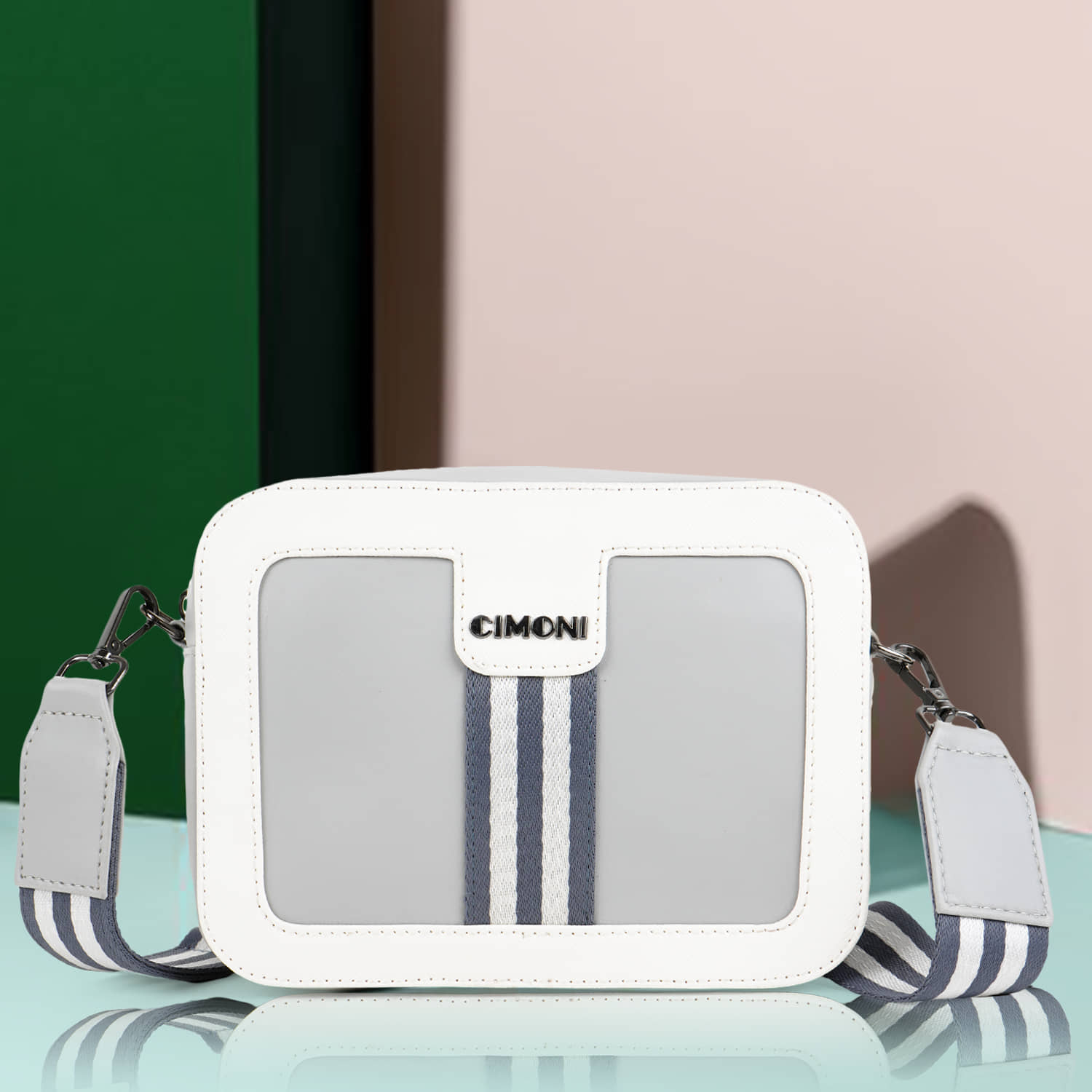 CIMONI Sling Bag Faux Leather Set of 1 ( Light Grey ) - Handbags | Buy online on ZillyBuy