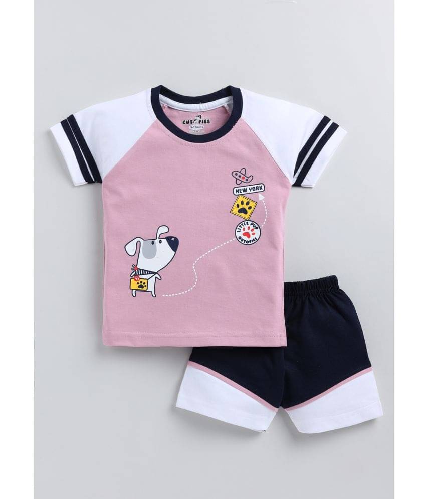     			CUTOPIES Pack of 1 Unisex for Baby Cotton Blend T-Shirt & Shorts ( Red )