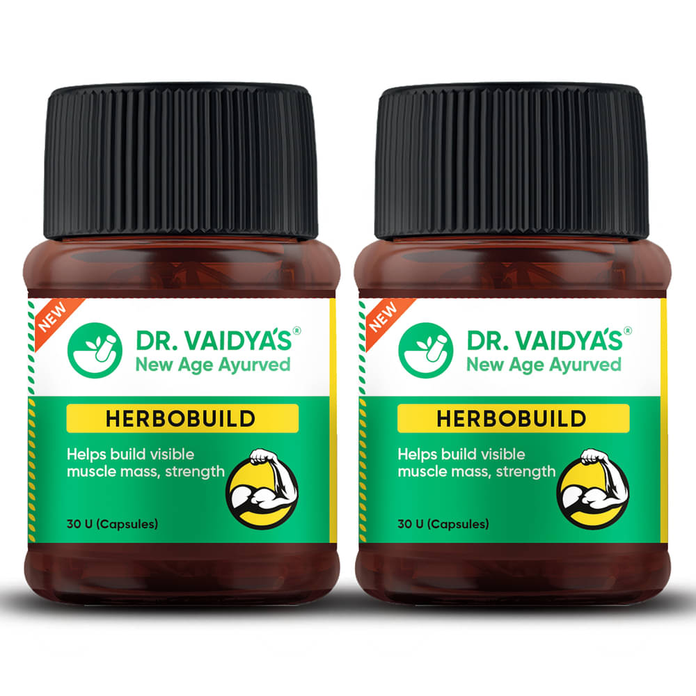     			Dr. Vaidya's Herbobuild Capsules | Ayurvedic Muscle & Mass Gainer (30 Capsules Each) Pack of 2