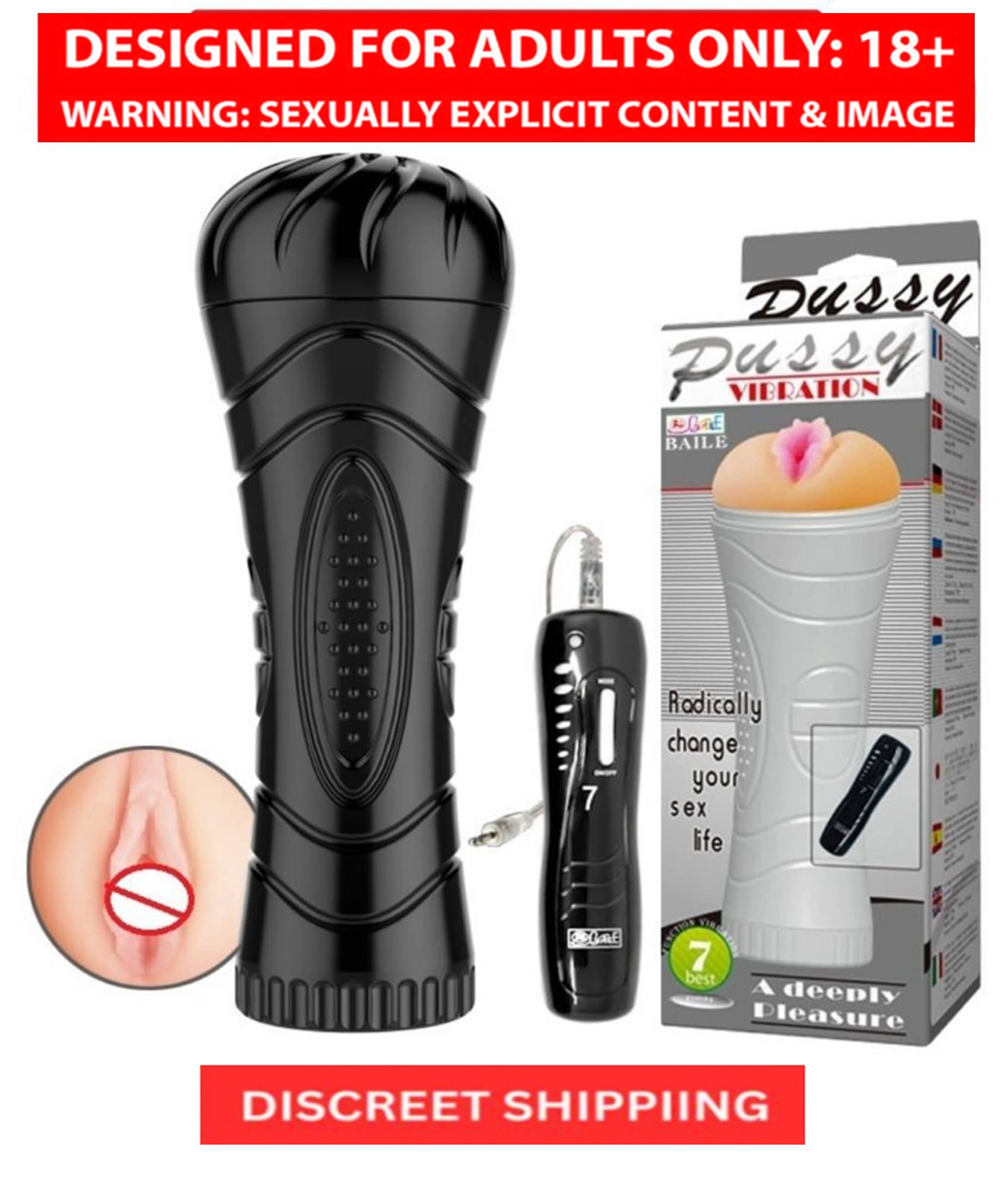 FLASHLIGHT POCKET PUSSY INCH SOFT & REAL PUSSY SEX TOY FOR MEN + 7 FUNCTION EGG VIBRATION REMOTE