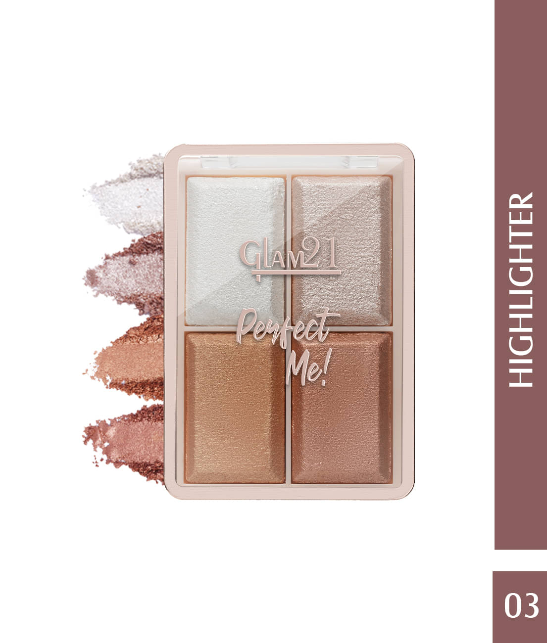    			Glam21 Perfect Me! Highlighter Palette Blusher Weightless Longlasting Glow Face Kit 6g Shade-03