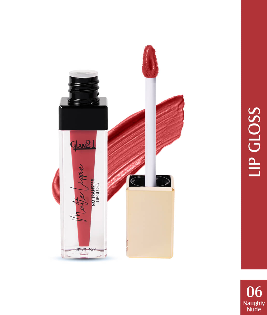     			Glam21 Matte Lippie No Transfer Lip Gloss Lightweight & Easy to Apply Matte Finish NaughtyNude06