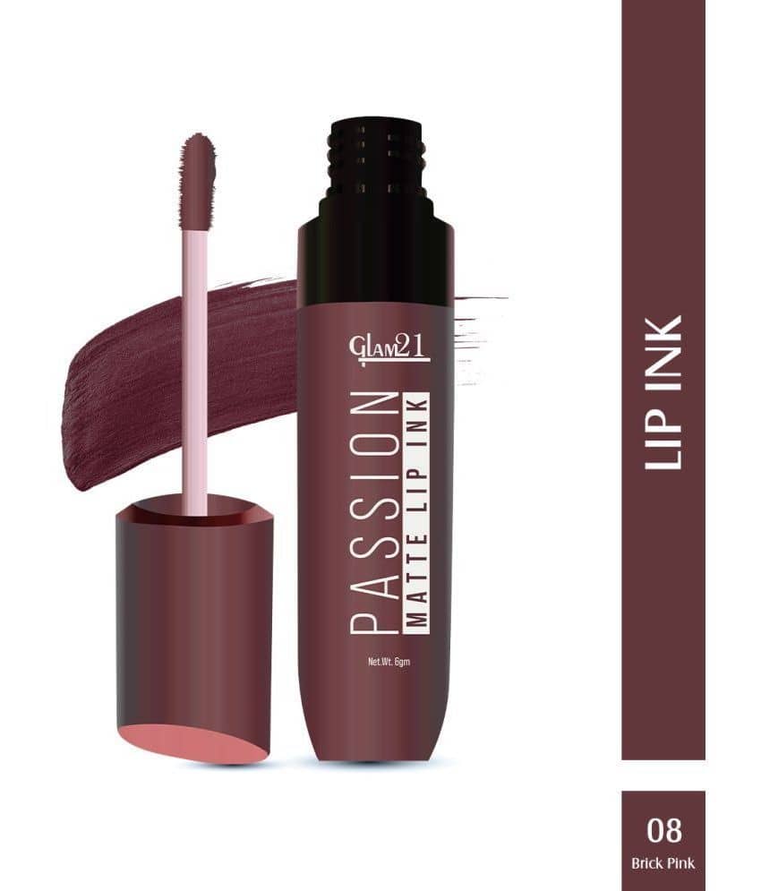 Glam21 Passion Matte Lip Ink Upto 12Hour Color Stay Lightweight & Comfortable 6gm Brick Pink-08