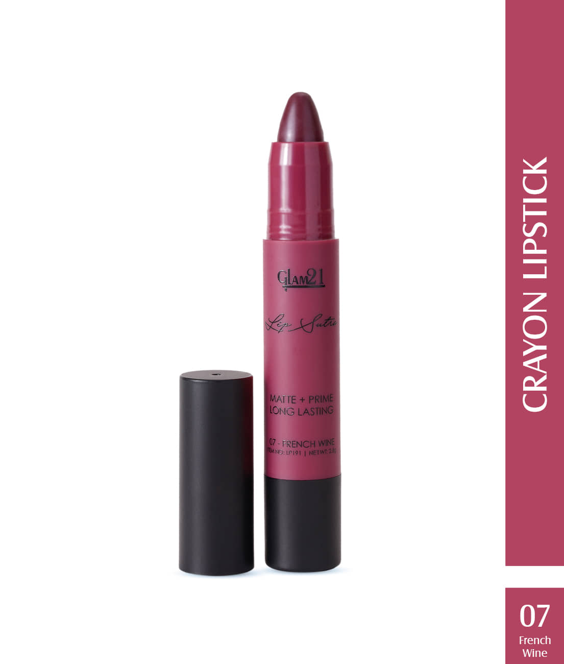 Glam21 Lip Sutra NonTransfer Crayon Lipstick Lightweight & Comfortable 2.8g French Wine-07