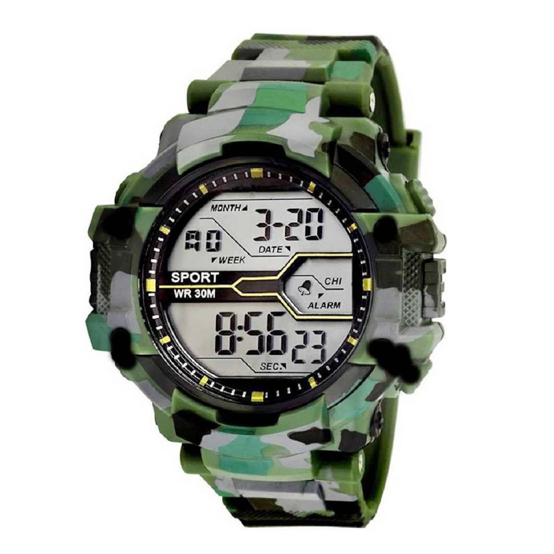     			Hala Green PU Digital Men's Watch