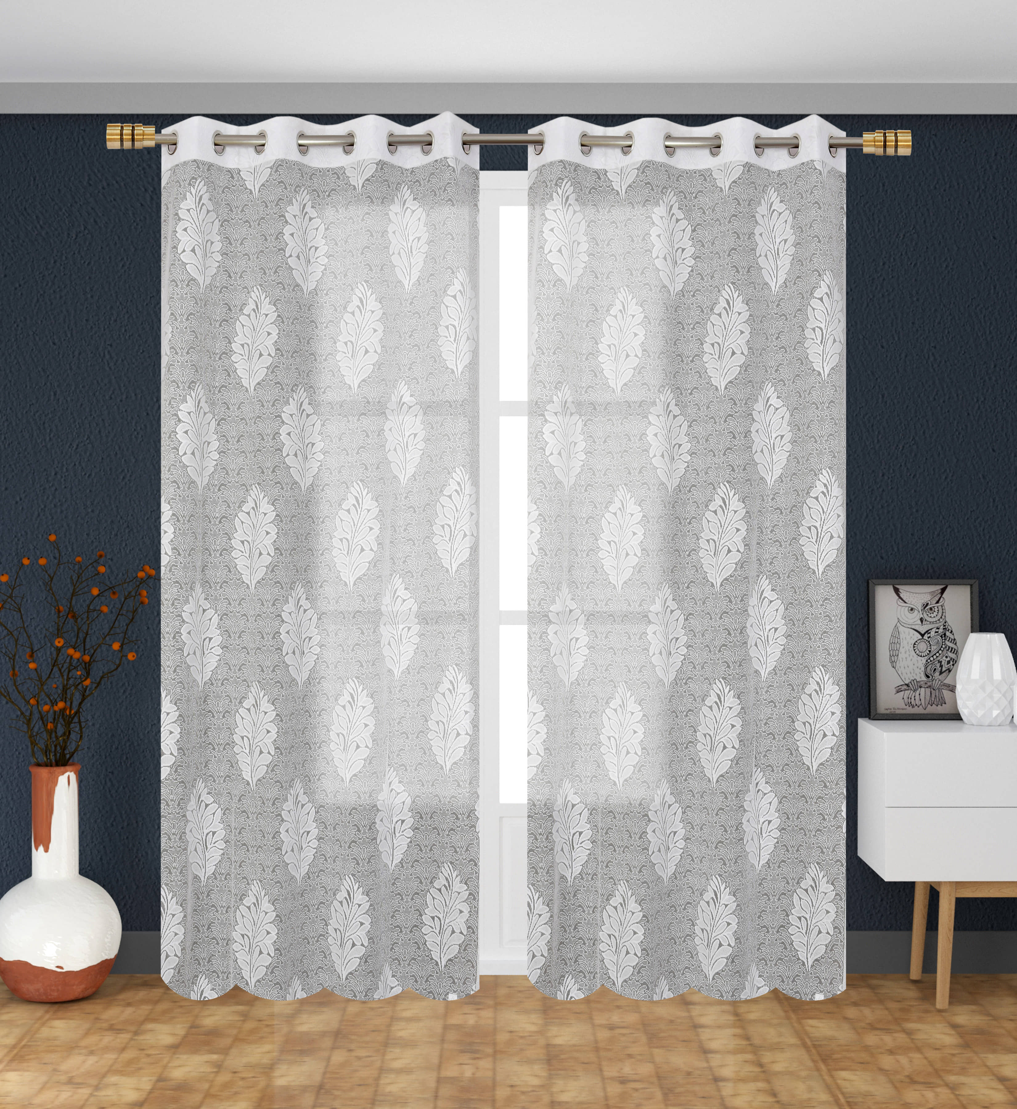 Homefab India Nature Transparent Eyelet Curtain 9 ft ( Pack of 2 ) - Green