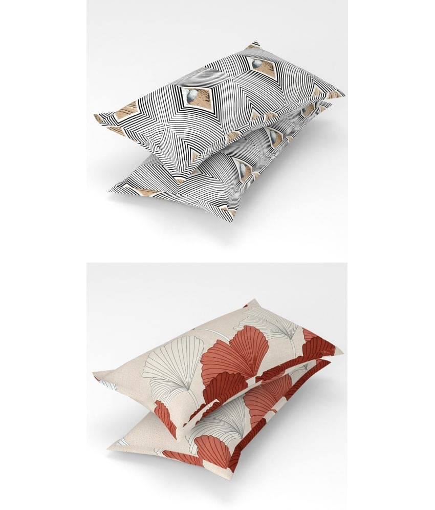 Homefab India - Pack of 4 Microfiber Floral Printed Standard Size Pillow Cover ( 66.04 cm(26) x 43.18 cm(17) ) - Multi-Colour Homefab India - Pack of 4 Microfiber Floral Printed Standard Size Pillow Cover ( 66.04 cm(26) x 43.18 cm(17) ) - Multi-Colour