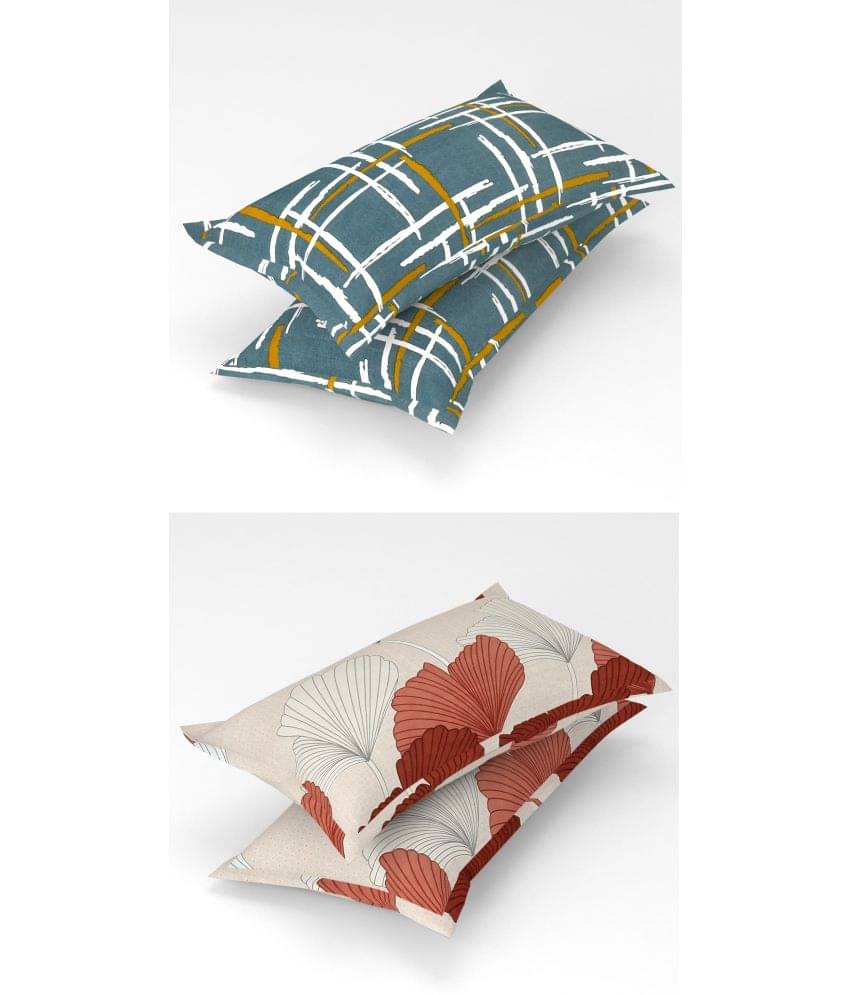 Homefab India - Pack of 4 Microfiber Floral Printed Standard Size Pillow Cover ( 66.04 cm(26) x 43.18 cm(17) ) - Multi-Colour Homefab India - Pack of 4 Microfiber Floral Printed Standard Size Pillow Cover ( 66.04 cm(26) x 43.18 cm(17) ) - Multi-Colour