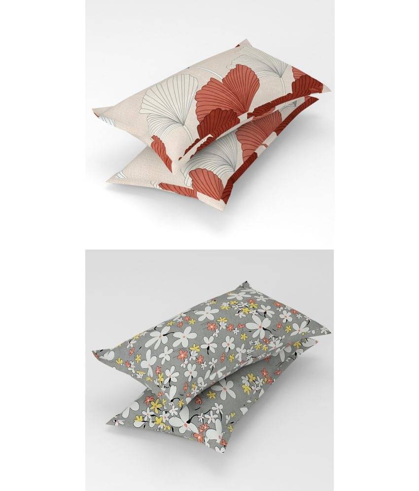 Homefab India - Pack of 4 Microfiber Floral Printed Standard Size Pillow Cover ( 66.04 cm(26) x 43.18 cm(17) ) - Multi-Colour Homefab India - Pack of 4 Microfiber Floral Printed Standard Size Pillow Cover ( 66.04 cm(26) x 43.18 cm(17) ) - Multi-Colour