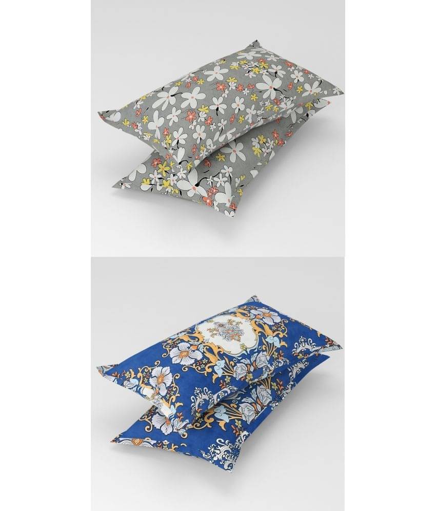 Homefab India - Pack of 4 Microfiber Floral Printed Standard Size Pillow Cover ( 66.04 cm(26) x 43.18 cm(17) ) - Multi-Colour Homefab India - Pack of 4 Microfiber Floral Printed Standard Size Pillow Cover ( 66.04 cm(26) x 43.18 cm(17) ) - Multi-Colour