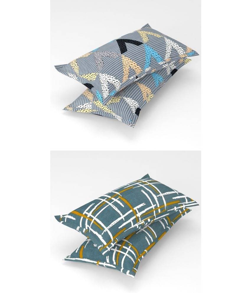     			Homefab India - Pack of 4 Microfiber Floral Printed Standard Size Pillow Cover ( 66.04 cm(26) x 43.18 cm(17) ) - Multi-Colour