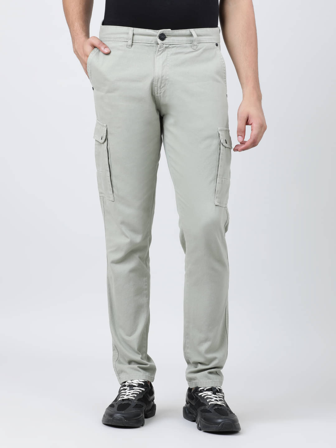     			IVOC Men Slim Fit Pure Cotton Cargos Trousers