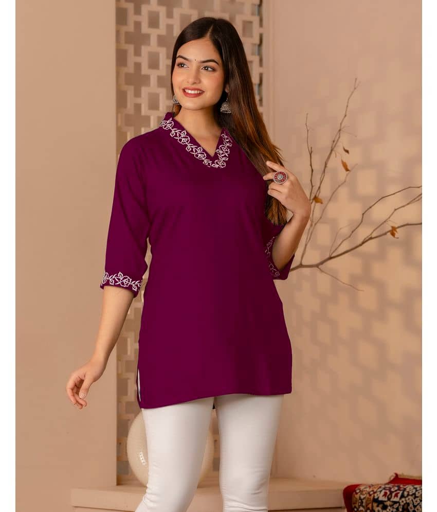 Kapadia Women's Rayon Regular Top ( Wine )