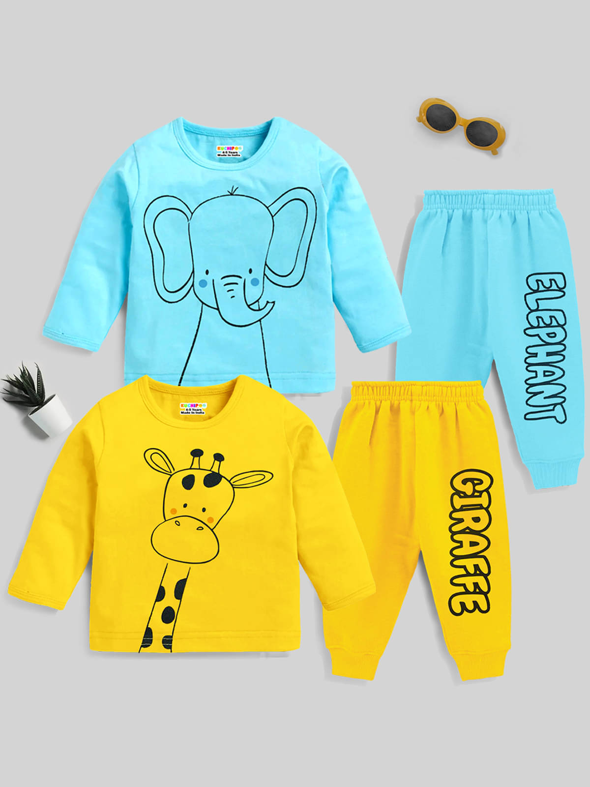     			Kuchipoo Pack of 2 Boys Cotton Blend T-Shirt & Trackpants Set ( Multicolor1 )