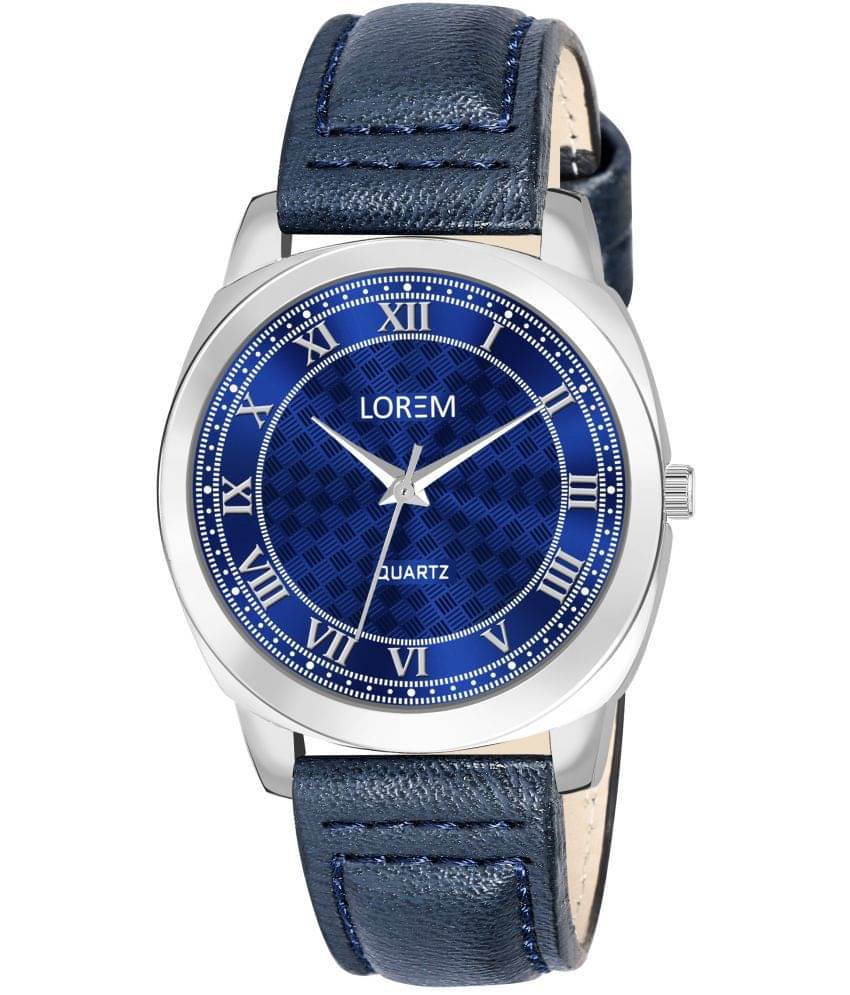     			Lorem Blue Leather Analog Womens Watch