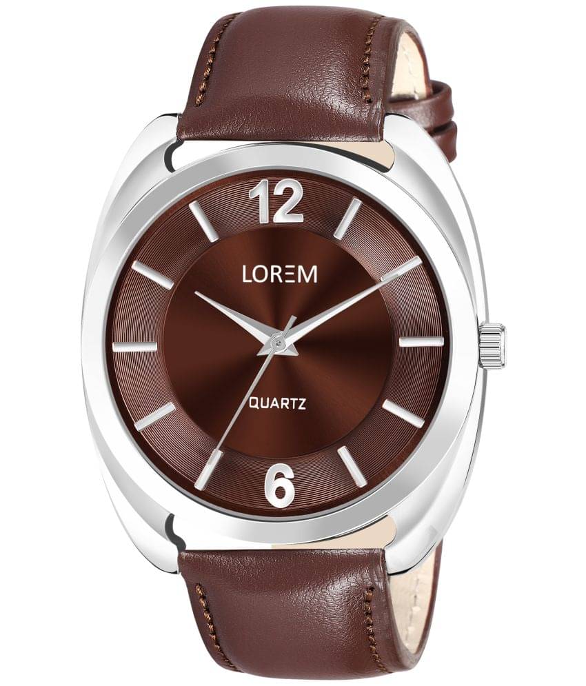    			Lorem Brown Leather Analog Men's Watch