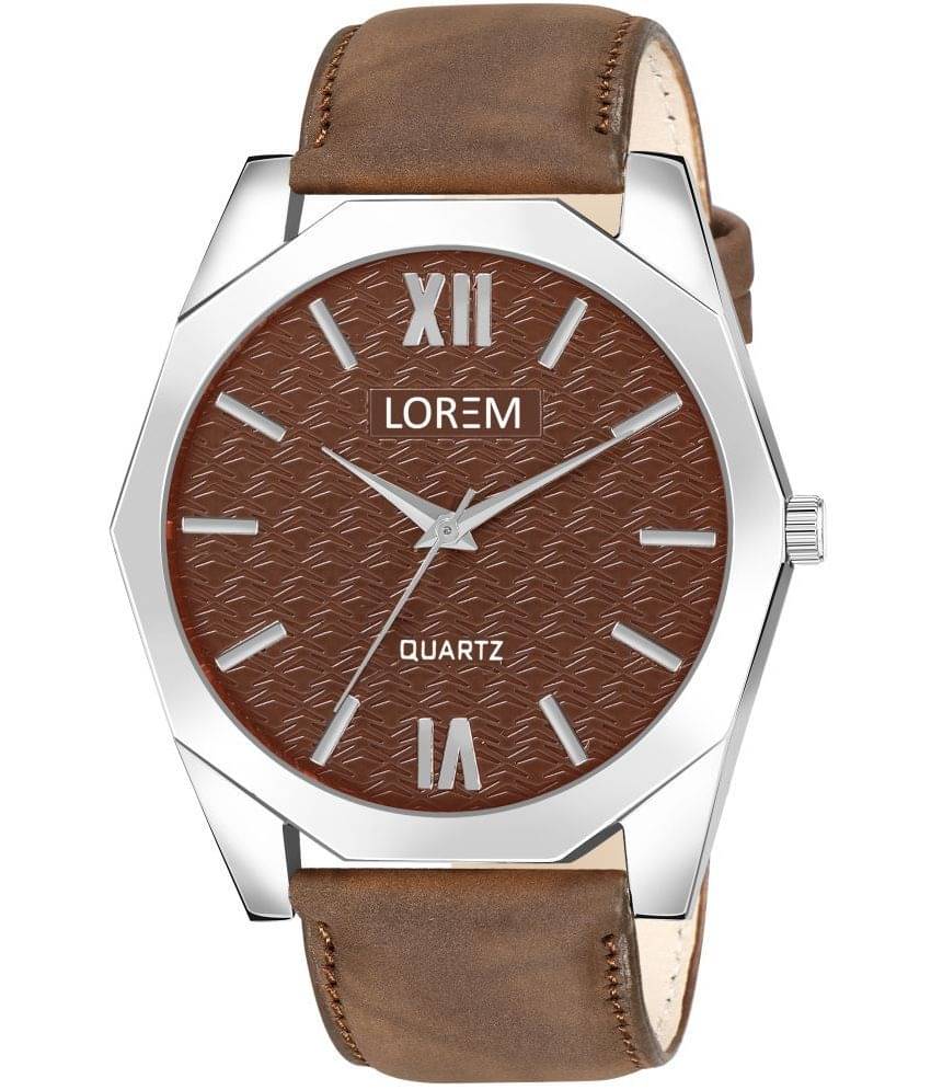     			Lorem Brown Leather Analog Men's Watch