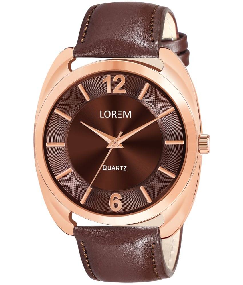     			Lorem Brown Leather Analog Men's Watch