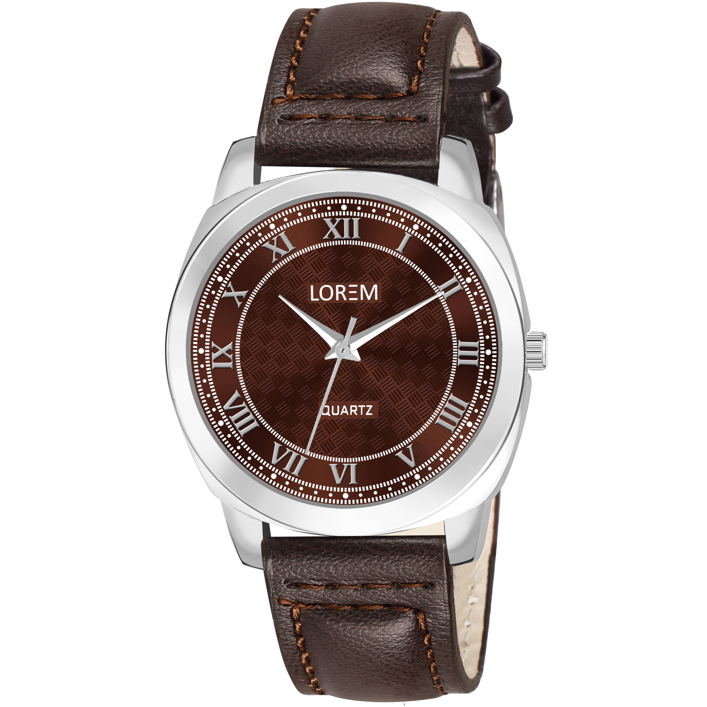     			Lorem Brown Leather Analog Womens Watch
