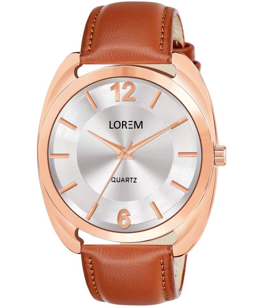     			Lorem Tan Leather Analog Men's Watch