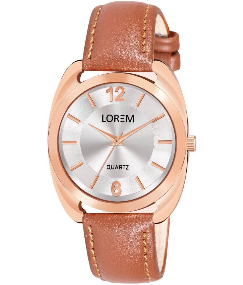     			Lorem Tan Leather Analog Womens Watch