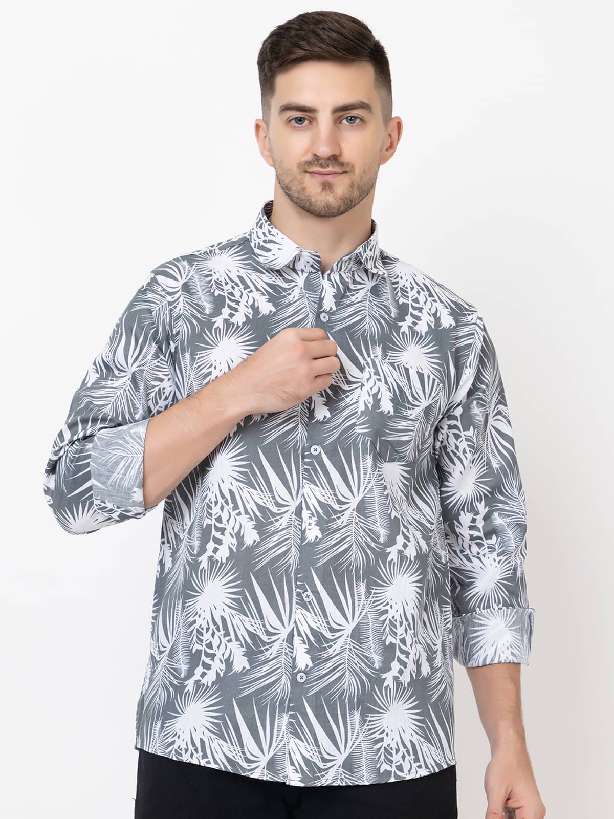 MODERNITY Cotton Blend Regular Fit Printed Full Sleeves Men's Casual Shirt - Grey ( Pack of 1 ) MODERNITY Cotton Blend Regular Fit Printed Full Sleeves Men's Casual Shirt - Grey ( Pack of 1 )
