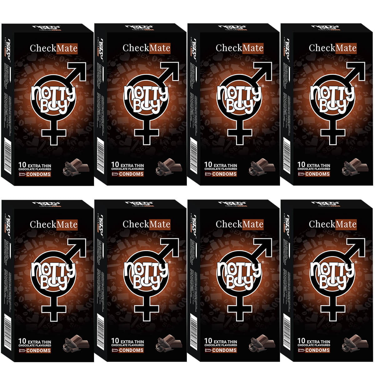 NottyBoy Chocolate Flavoured Extra Thin Smooth Condoms For Men- 80 Units