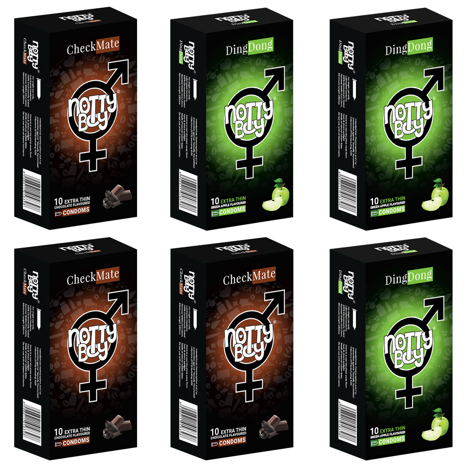 NottyBoy Chocolate and Fruit Flavoured Combo Pack Condoms For Men - 60 Units NottyBoy Chocolate and Fruit Flavoured Combo Pack Condoms For Men - 60 Units