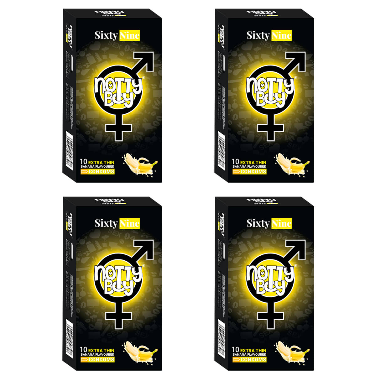 NottyBoy Fruit Banana Flavoured Thin Condoms - 40 Units
