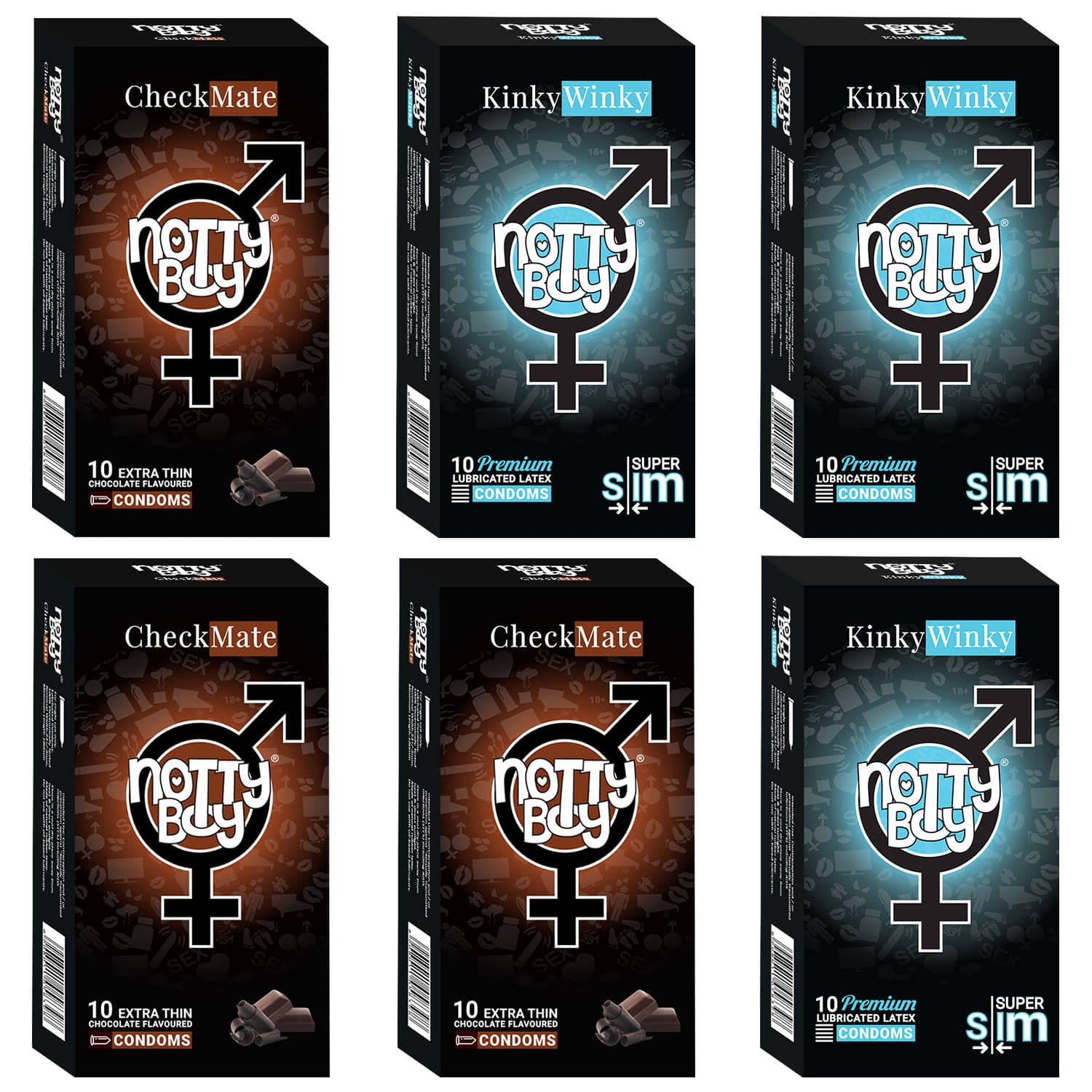 NottyBoy Ultra Thin Smooth and Chocolate Flavoured Combo Pack Condoms For Men - 60 Units