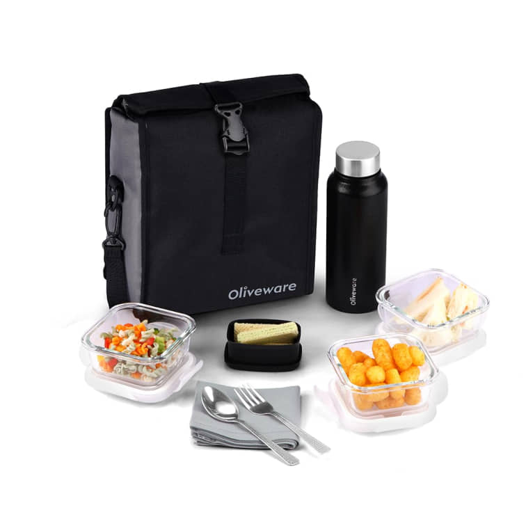 Oliveware Crystal Stainless Steel Lunch Box 3 Container (Pack of 1)