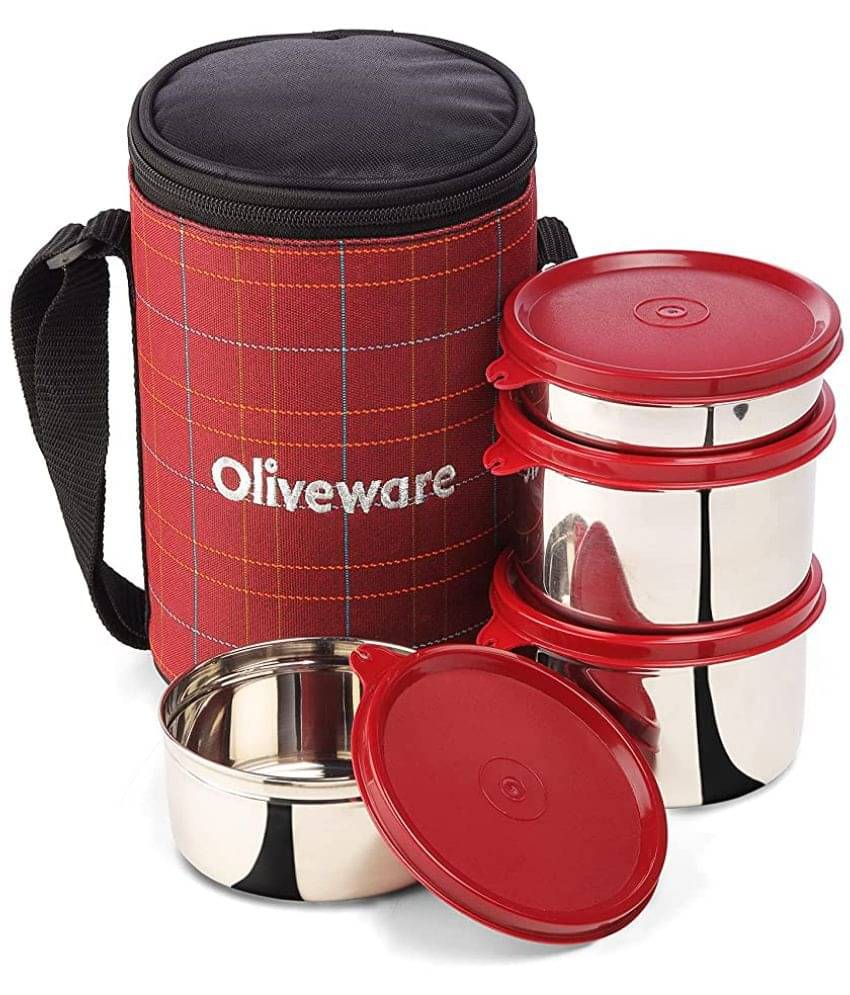     			Oliveware Mega Stainless Steel Lunch Box 4 Container (Pack of 1)