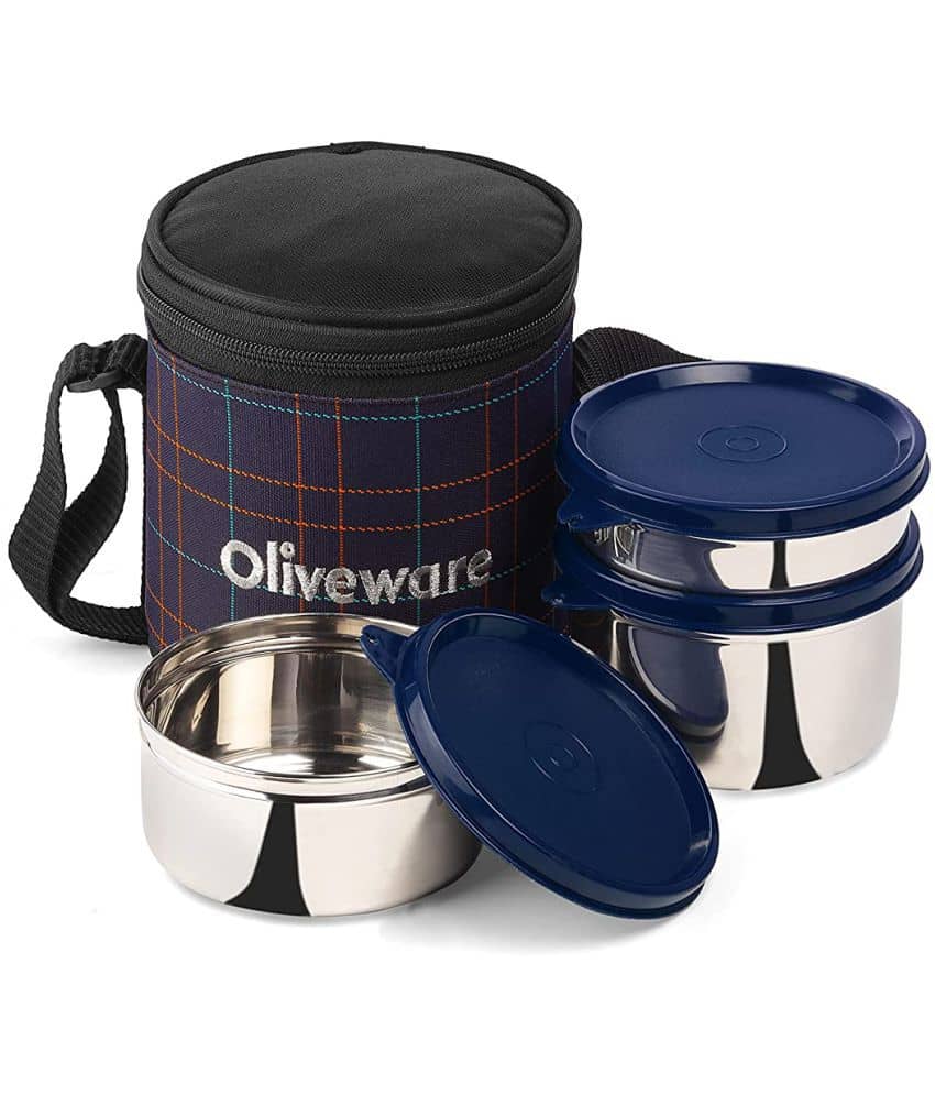 Oliveware Bliss Stainless Steel Lunch Box 3 Container (Pack of 1)