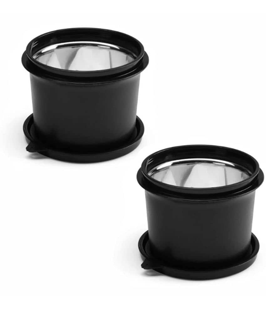 Oliveware Steel Black Food Container ( Set of 2 )