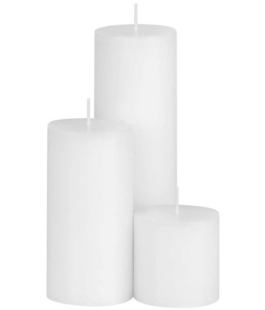 Parkash Candles White Unscented Pillar Candle 14 cm ( Pack of 3 ) Parkash Candles White Unscented Pillar Candle 14 cm ( Pack of 3 )