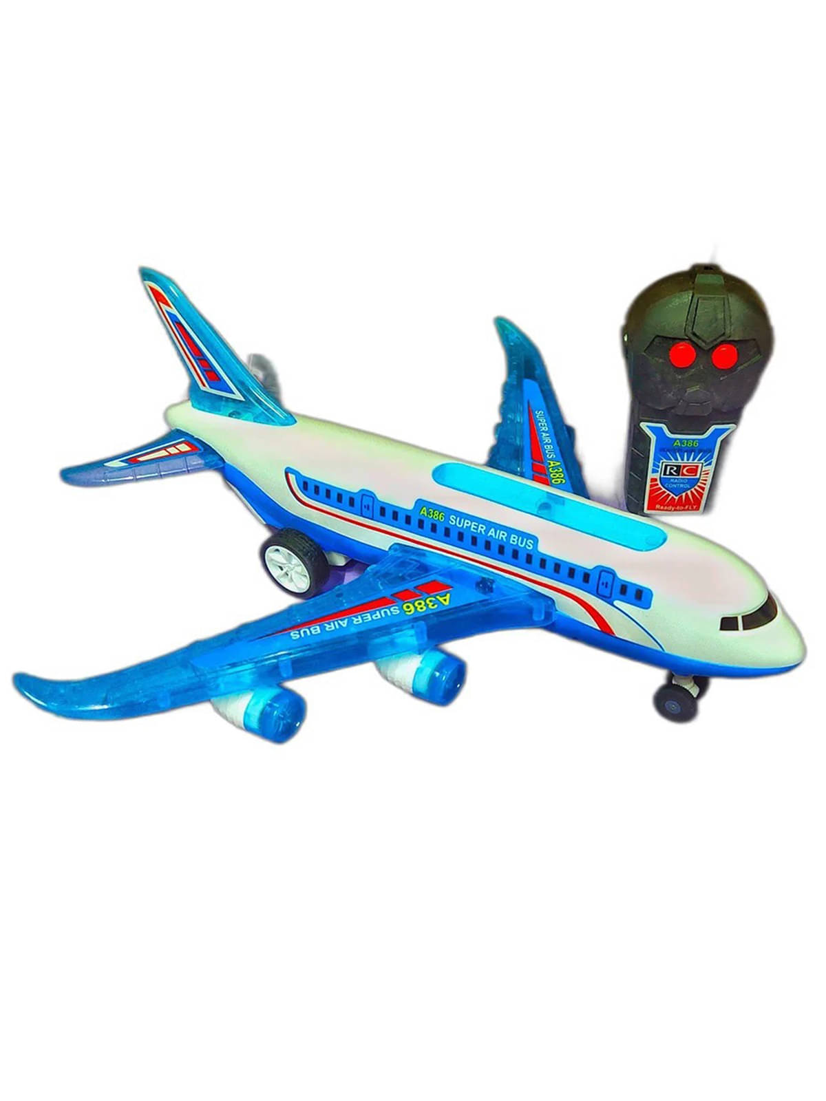    			RAINBOW RIDERS 2CH A386 Rc Air Bus with Full Body Lights and Sound Universal Wheel Plane Toy for Boys & Girls Age 2, 3, 4, 5, 6, 7, 8 Multicolour Musical Battery Operated Toy (Plane Does not Fly only Runs on Ground)