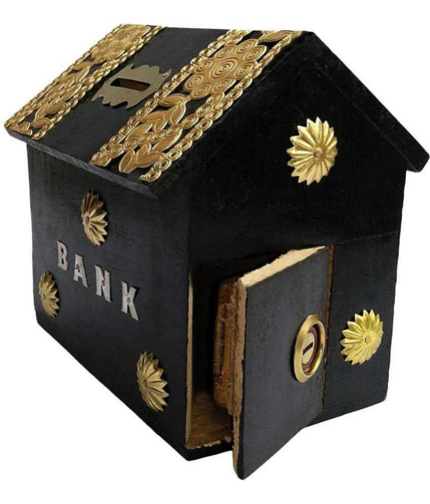 SWH Wood Brown Piggy Bank ( Pack of 1 )