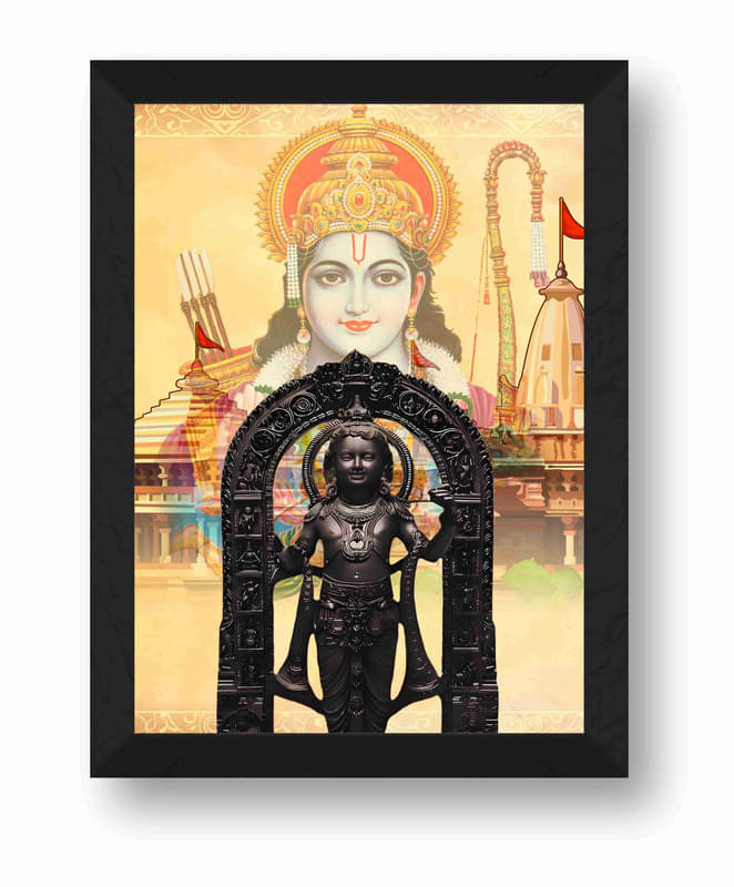 Saf Shree Ram Lala Religious Wall Hanging Painting With Frame Saf Shree Ram Lala Religious Wall Hanging Painting With Frame