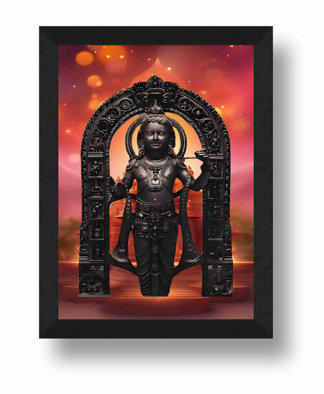 Saf Shree Ram Lala Religious Wall Hanging Painting With Frame Saf Shree Ram Lala Religious Wall Hanging Painting With Frame