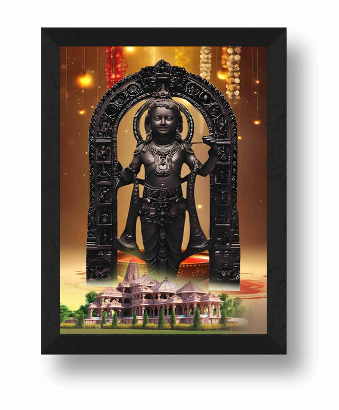 Saf Shree Ram Lala Religious Wall Hanging Painting With Frame Saf Shree Ram Lala Religious Wall Hanging Painting With Frame