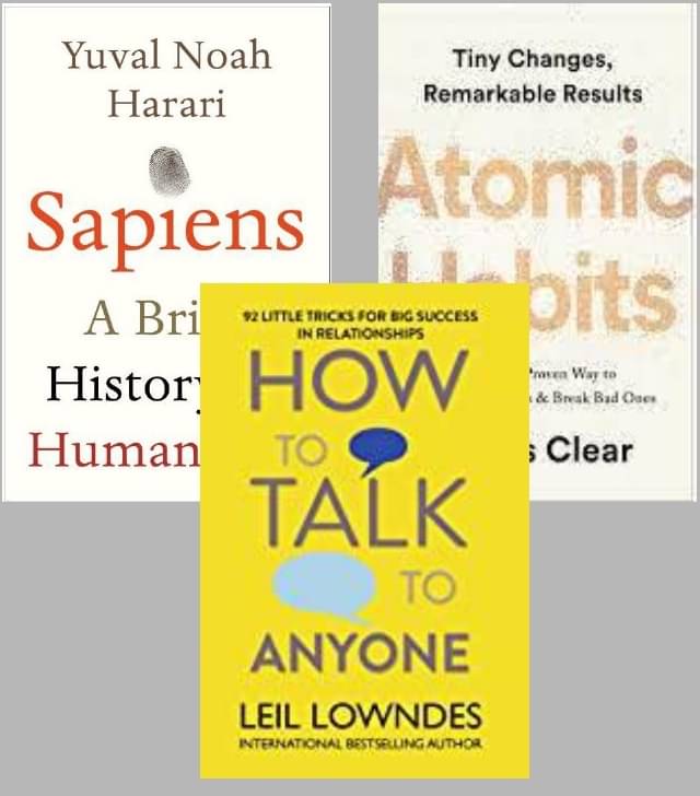     			Sapiens + Atomic Habits + How To Talk Anyone