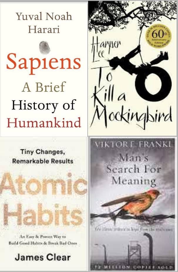 Sapiens + Atomic Habits + Man's Search For Meaning + To Kill a Mockingbrd