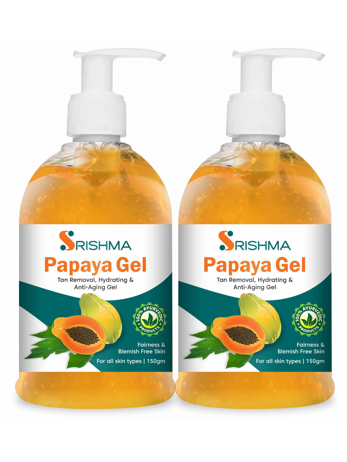 Srishma Papaya Gel for Helps Reduce Wrinkles & Acne Breakouts 150 gm each (Pack of 2)